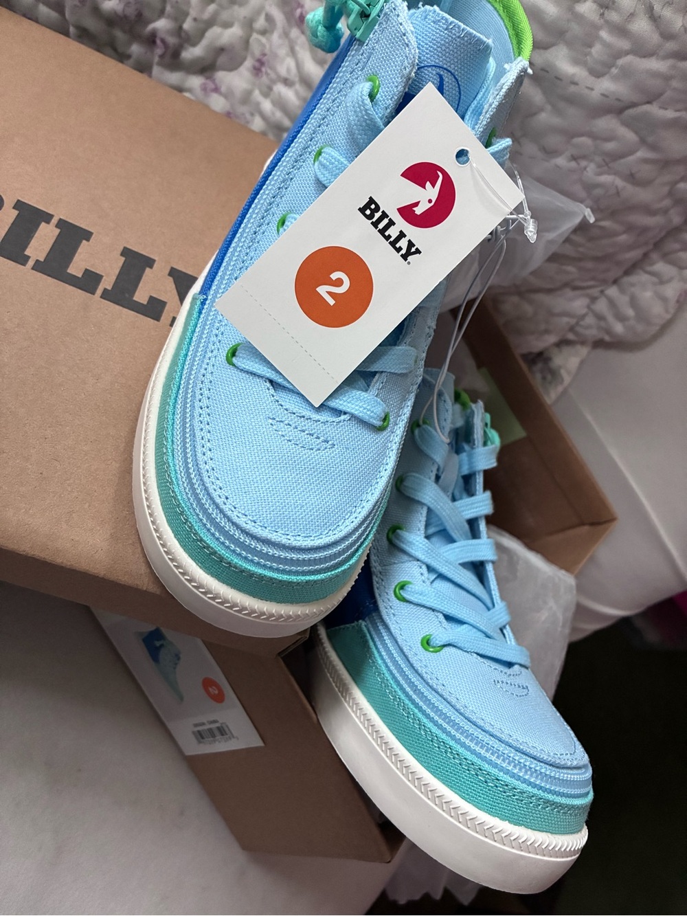 Kids Light Blue High-Top Canvas Sneakers